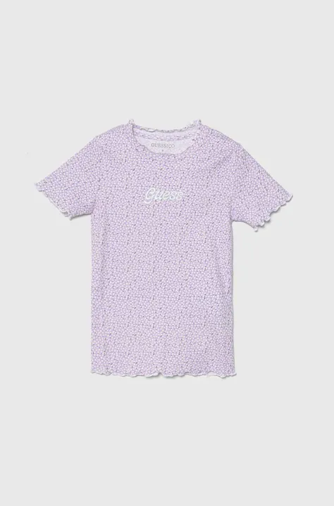 Detské tričko Guess fialová farba