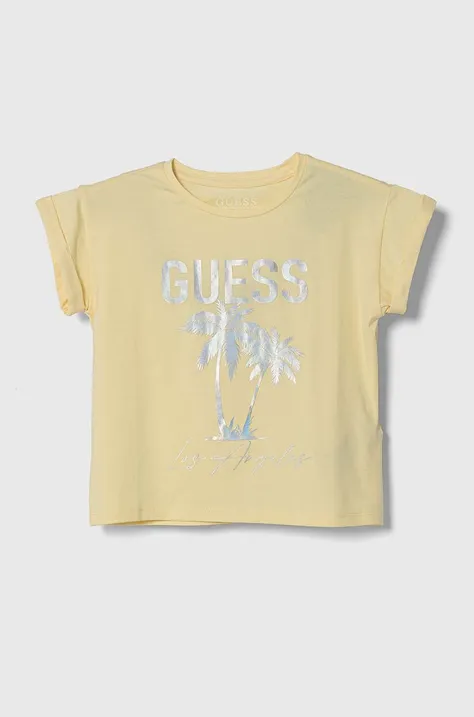 Детска тениска Guess в жълто