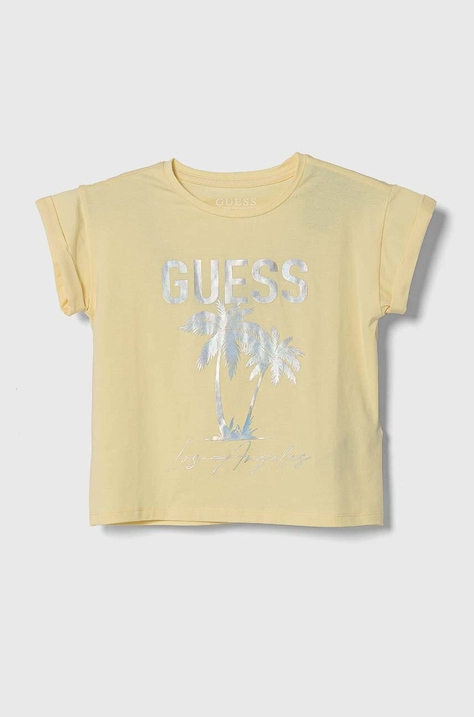 Guess t-shirt dziecięcy kolor żółty