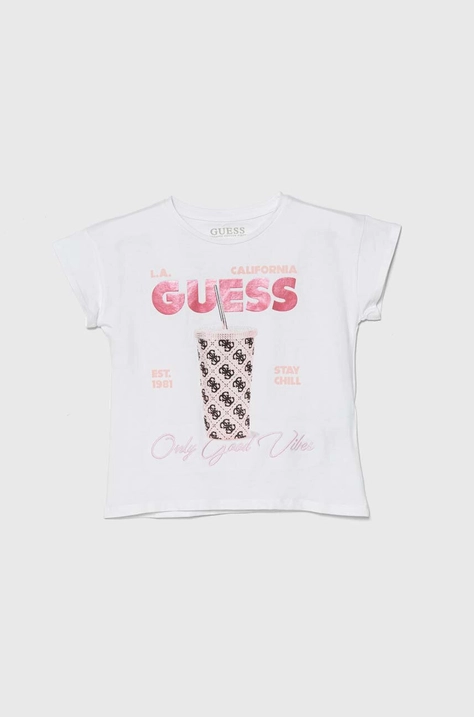 Дитяча футболка Guess колір білий