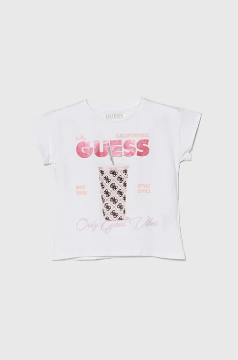 Dětské tričko Guess bílá barva