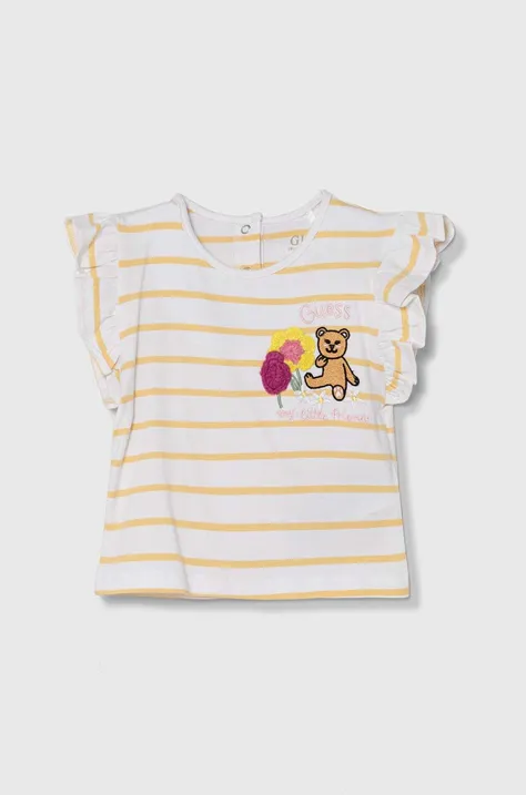 Παιδικό μπλουζάκι Guess χρώμα: κίτρινο