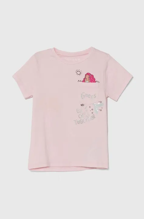 Detské tričko Guess ružová farba