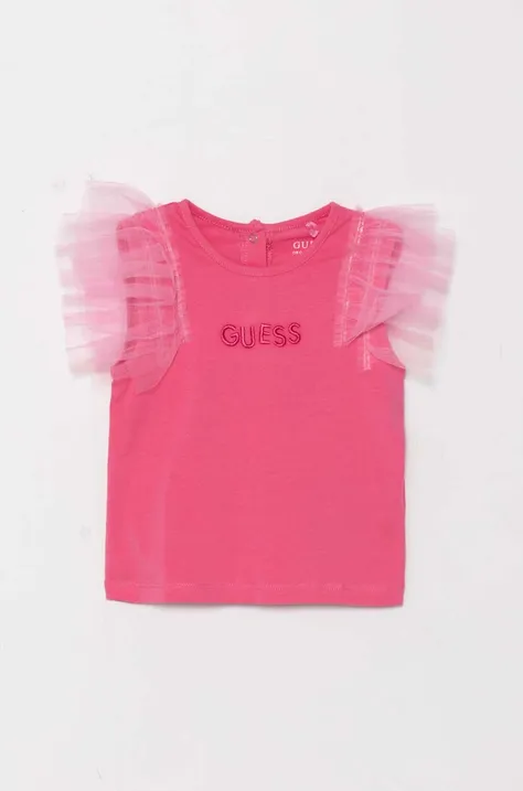 Dječja majica kratkih rukava Guess boja: ružičasta