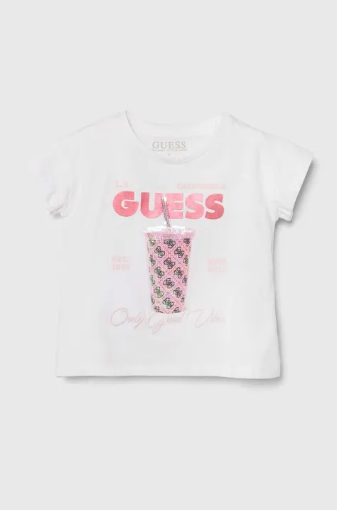 Детска тениска Guess в бяло