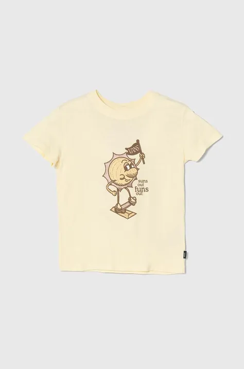 Детска памучна тениска Vans SKATE SUN CREW в жълто