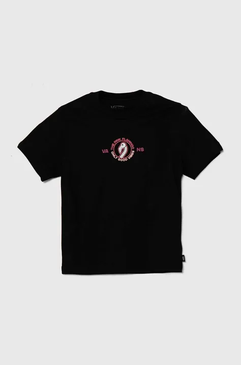 Vans t-shirt bawełniany dziecięcy FLAMINGO SKELETON BFF kolor czarny