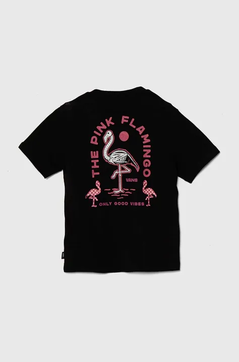 Vans t-shirt bawełniany dziecięcy FLAMINGO SKELETON BFF kolor czarny