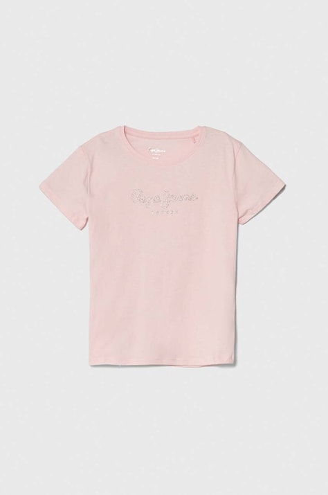 Pepe Jeans t-shirt bawełniany dziecięcy NINA kolor różowy