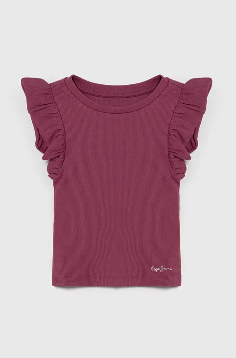 Otroška kratka majica Pepe Jeans QUANISE vijolična barva