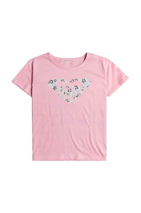 Детская хлопковая футболка Roxy DAY AND NIGHT цвет розовый