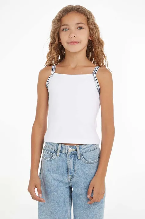 Calvin Klein Jeans top dziecięcy kolor biały