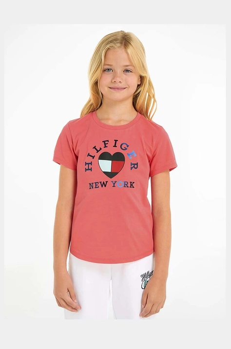 Tommy Hilfiger t-shirt bawełniany dziecięcy kolor różowy