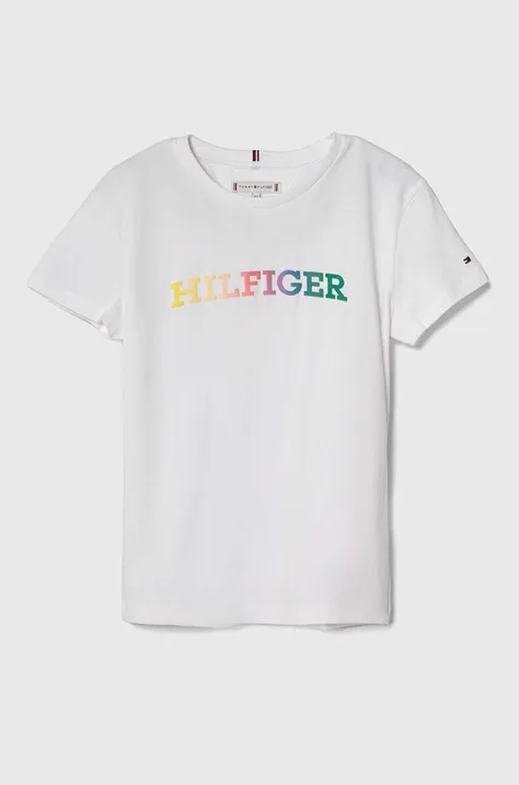 Детская хлопковая футболка Tommy Hilfiger цвет белый