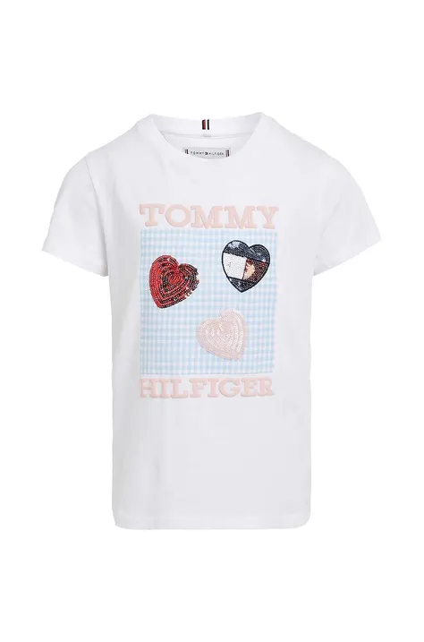 Παιδικό βαμβακερό μπλουζάκι Tommy Hilfiger χρώμα: άσπρο