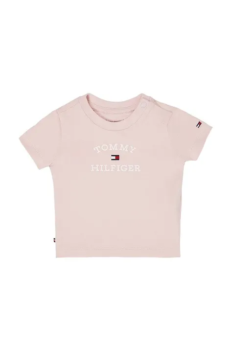 Kratka majica za dojenčka Tommy Hilfiger roza barva