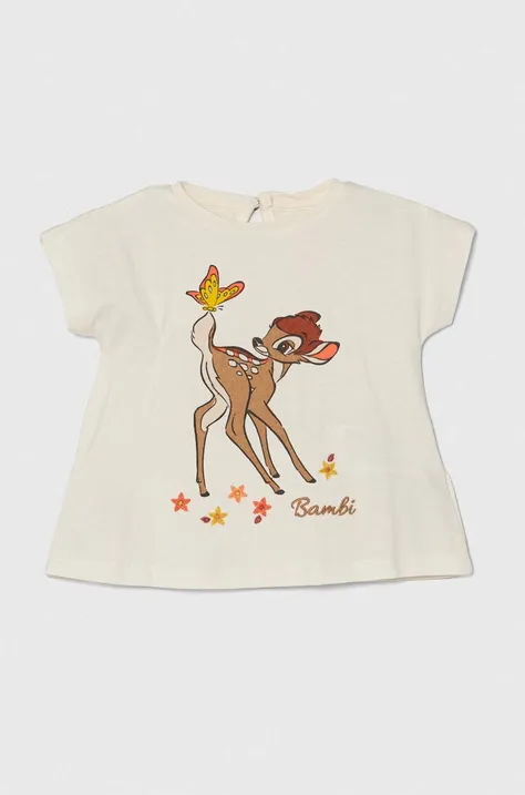 zippy t-shirt bawełniany niemowlęcy x Disney kolor beżowy