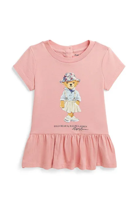 Бавовняна футболка для немовлят Polo Ralph Lauren колір рожевий 310942268001