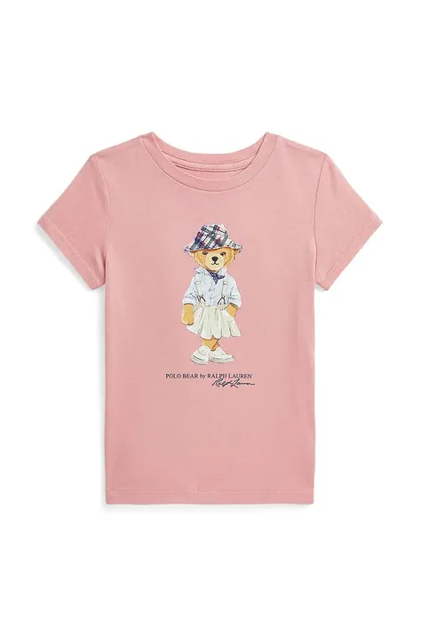 Otroška bombažna kratka majica Polo Ralph Lauren roza barva, 312941151001