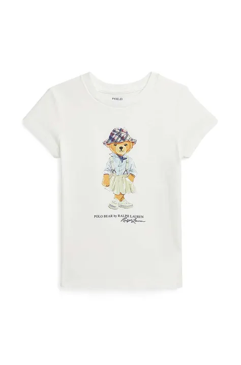Otroška bombažna kratka majica Polo Ralph Lauren bela barva, 312941151002