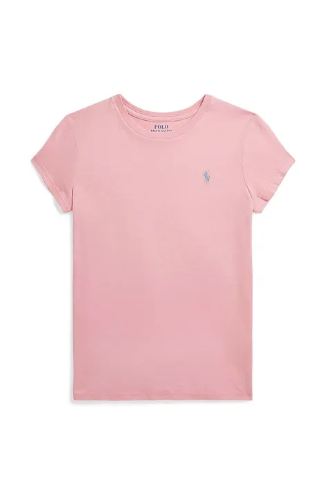 Otroška bombažna kratka majica Polo Ralph Lauren roza barva, 313941106001