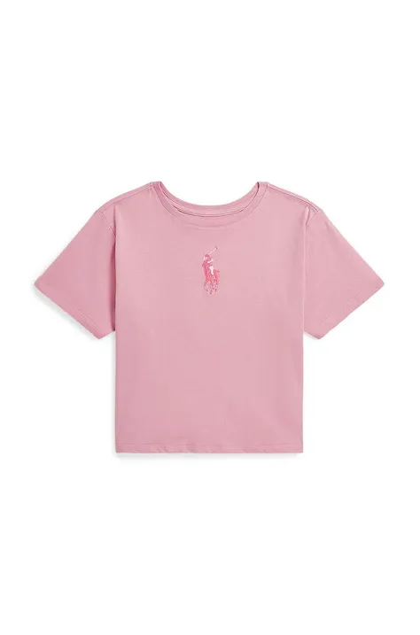 Παιδικό βαμβακερό μπλουζάκι Polo Ralph Lauren χρώμα: ροζ, 313941123002