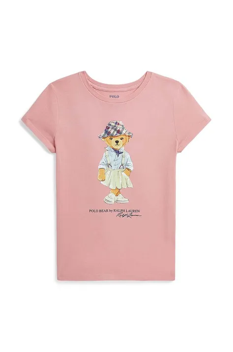 Детска памучна тениска Polo Ralph Lauren в розово 313941151001