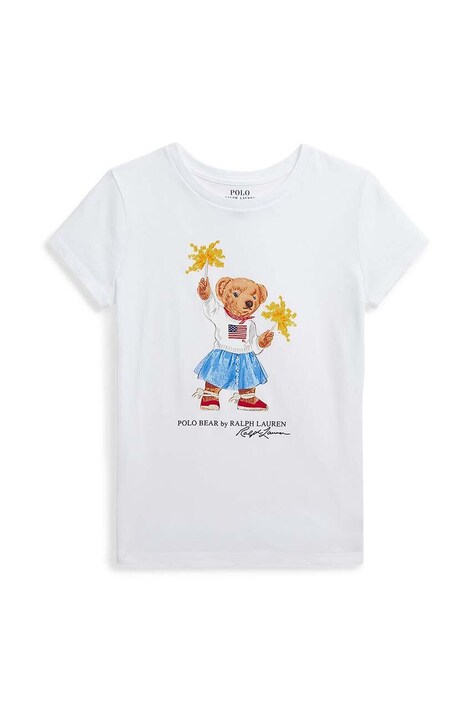 Dětské bavlněné tričko Polo Ralph Lauren bílá barva, 313942856001