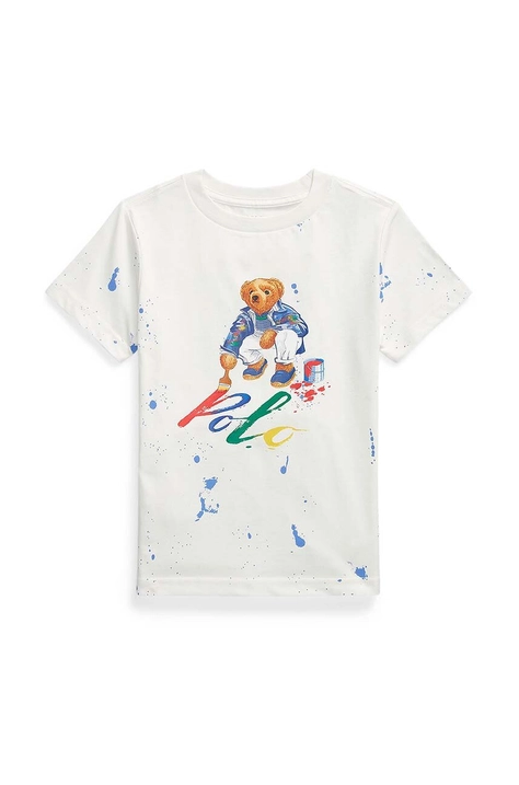 Polo Ralph Lauren tricou de bumbac pentru copii culoarea alb, cu imprimeu