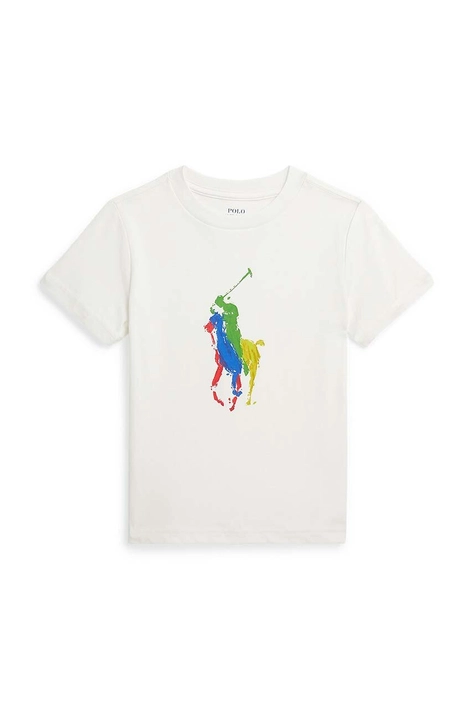 Polo Ralph Lauren t-shirt bawełniany dziecięcy kolor biały z nadrukiem