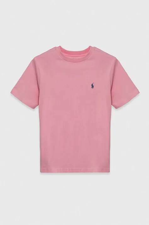 Детская хлопковая футболка Polo Ralph Lauren цвет розовый однотонный