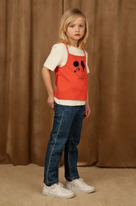 Otroška bombažna kratka majica Mini Rodini oranžna barva