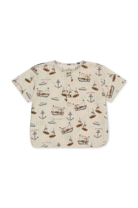 Konges Sløjd t-shirt bawełniany dziecięcy kolor beżowy wzorzysty