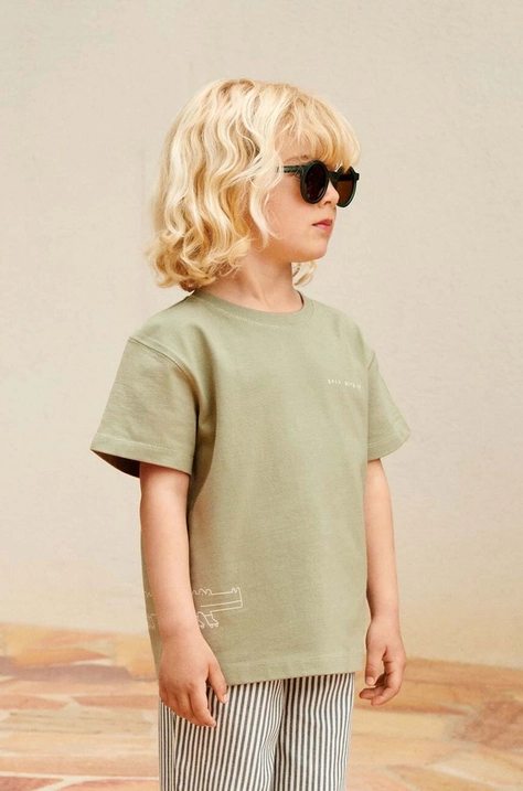 Liewood t-shirt in cotone per bambini Sixten Placement Shortsleeve T-shirt colore verde