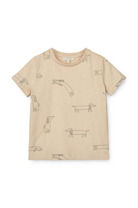 Pamučna majica kratkih rukava za bebe Liewood Apia Baby Printed Shortsleeve T-shirt boja: bež, s uzorkom