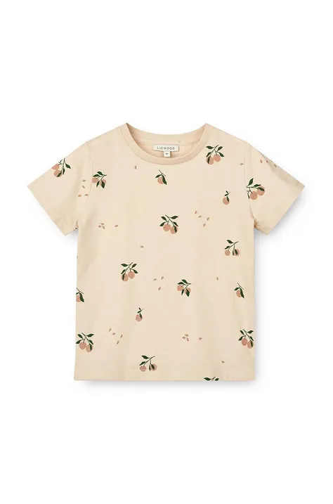 Бебешка памучна тениска Liewood Apia Baby Printed Shortsleeve T-shirt в розово с десен
