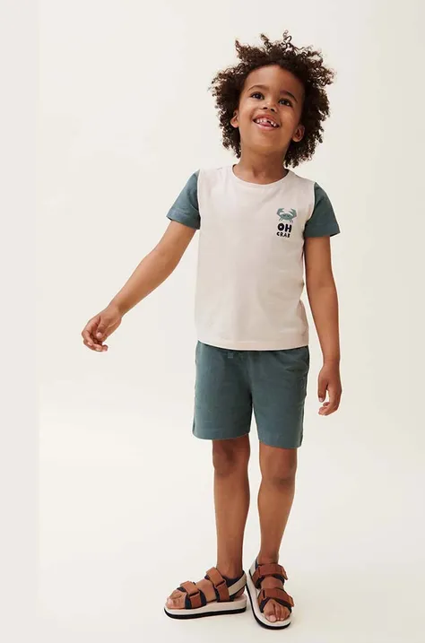 Otroška bombažna kratka majica Liewood Apia Placement Shortsleeve T-shirt turkizna barva