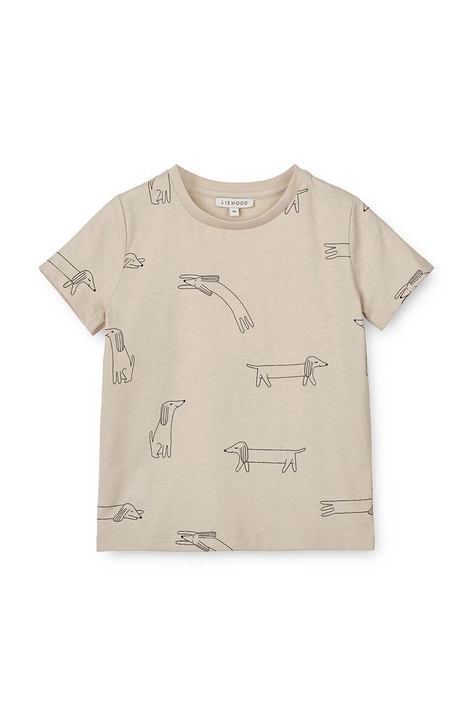 Liewood t-shirt in cotone per bambini Apia Printed Shortsleeve T-shirt colore beige