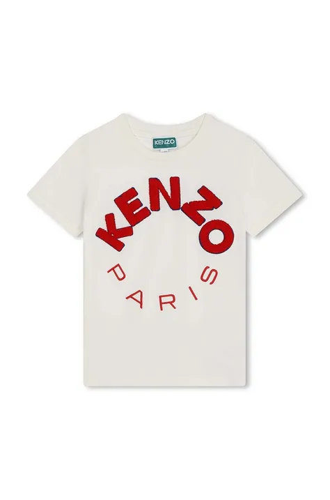 Παιδικό βαμβακερό μπλουζάκι Kenzo Kids χρώμα: μπεζ