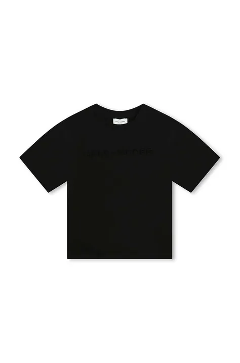 Детская хлопковая футболка Marc Jacobs цвет чёрный с принтом