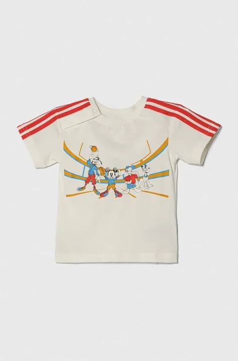 Дитяча бавовняна футболка adidas x Disney колір бежевий з принтом