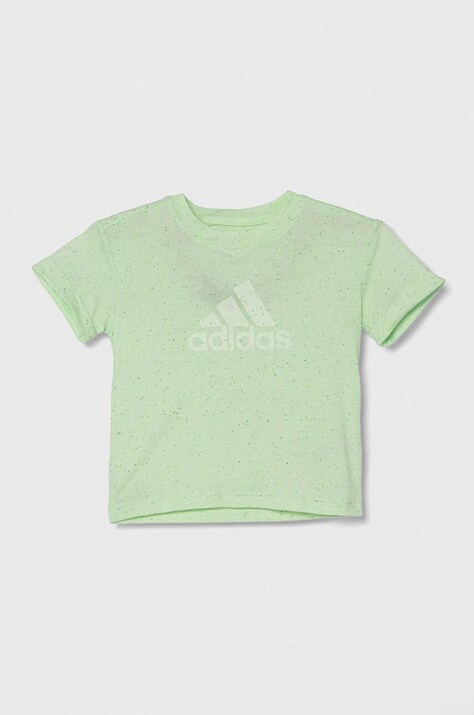 Детска тениска adidas в зелено с десен