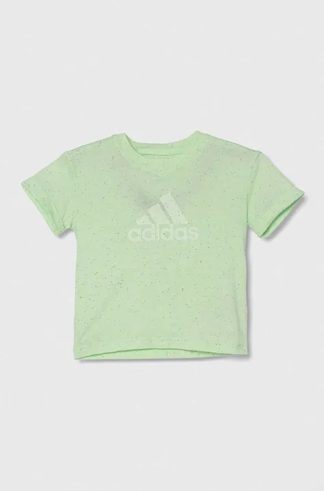 Detské tričko adidas zelená farba, vzorované