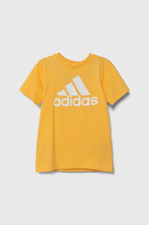 adidas gyerek pamut póló sárga, nyomott mintás