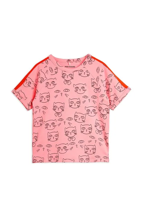 Mini Rodini t-shirt dziecięcy kolor różowy wzorzysty