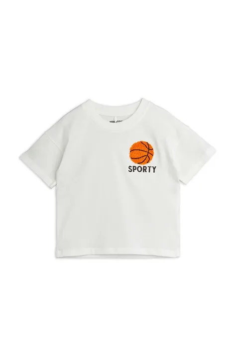 Παιδικό βαμβακερό μπλουζάκι Mini Rodini Basketball χρώμα: άσπρο 0