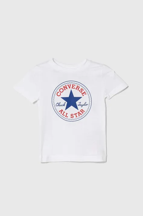 Converse t-shirt bawełniany dziecięcy kolor biały z nadrukiem