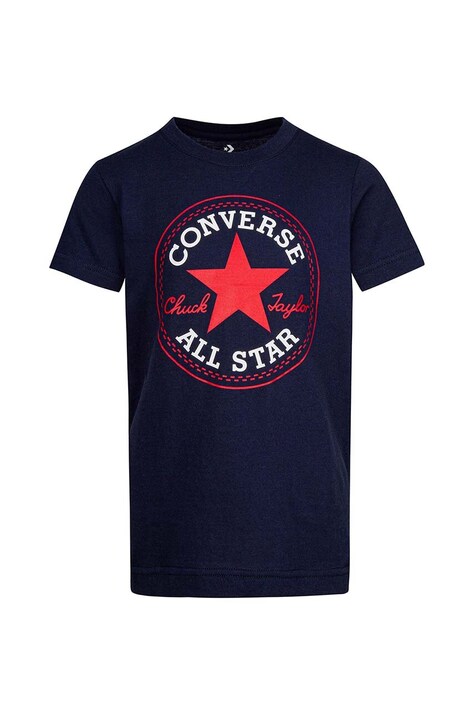 Dětské bavlněné tričko Converse zelená barva, s potiskem