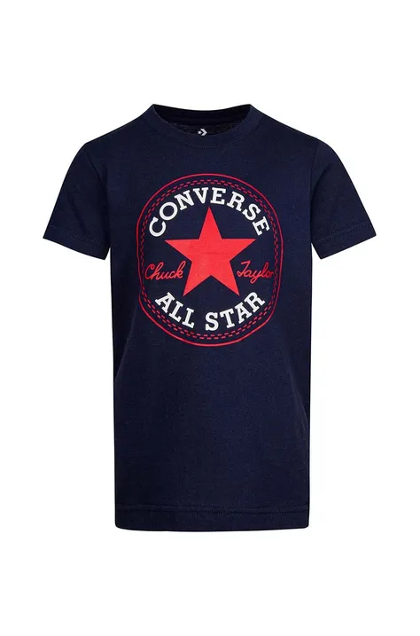 Παιδικό βαμβακερό μπλουζάκι Converse χρώμα: πράσινο