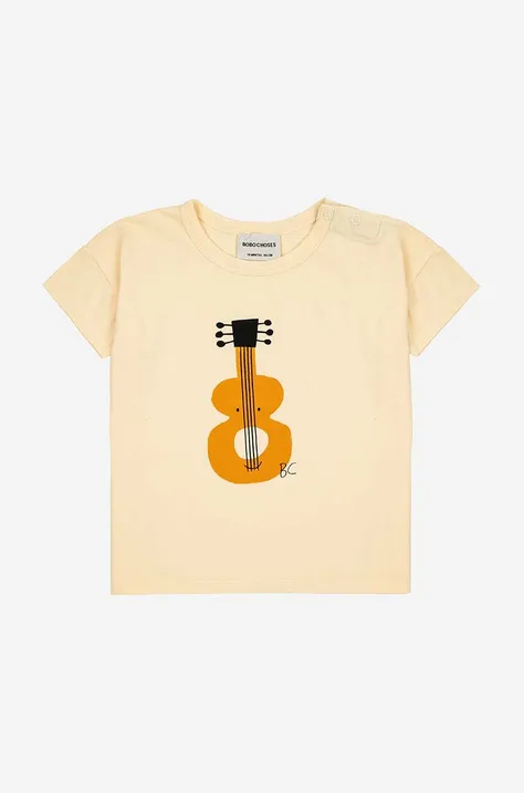 Dječja pamučna majica kratkih rukava Bobo Choses boja: žuta, s tiskom